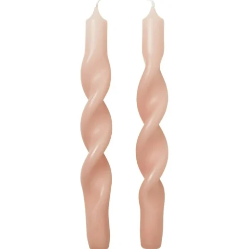 Twist Candle 23 cm 2-pack, Apricot Cream