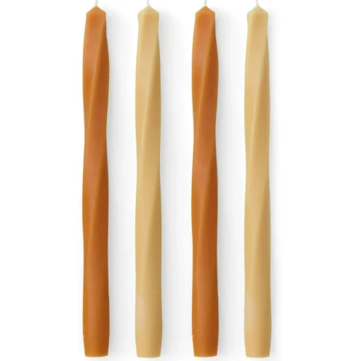 Twist Tapered Candle, H30, Warm, Set of