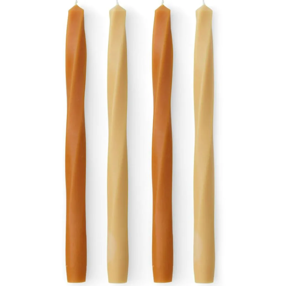 Twist Tapered Candle, H30, Warm, Set of