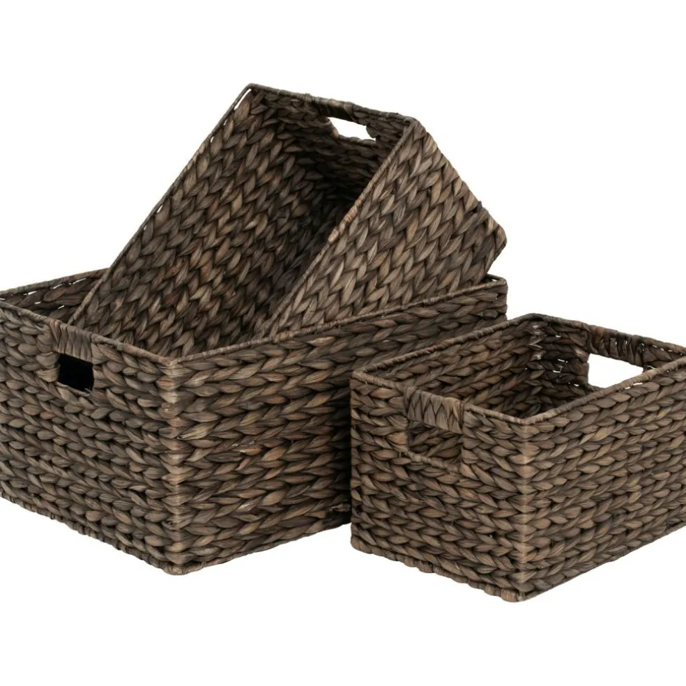 Water Hyacinth Baskets Brown 3-pack, L
