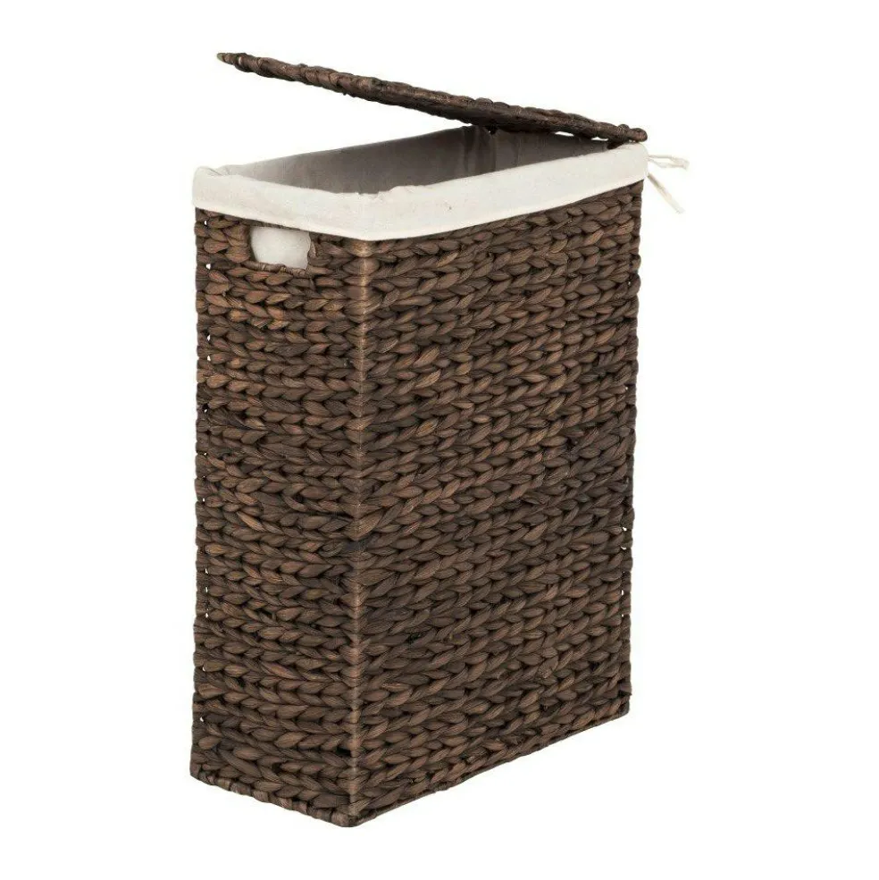 Water Hyacinth Fishbone Rectangular Laundry Basket, Brown