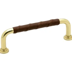 1353-128 Leather Handle, Untreated Brass/Black