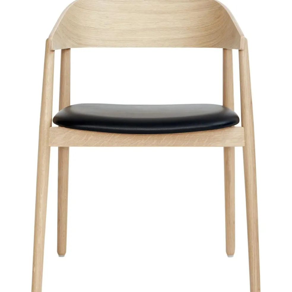 AC2 Armchair, White Pigmented Oak/Black Leather