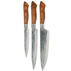 Akira Set Of 3 Knives, Brown