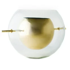 Alba Vase Mouth Blown Glass / Brass, Cylinder