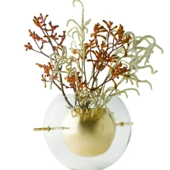 Alba Vase Mouth Blown Glass / Brass, Cylinder