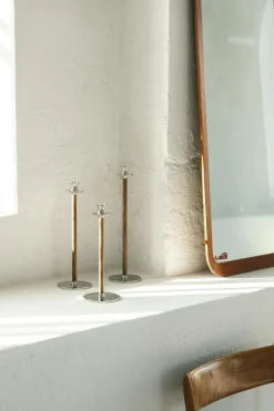 Alto Basso Candlestick 30 cm, Walnut/Nickel Plated