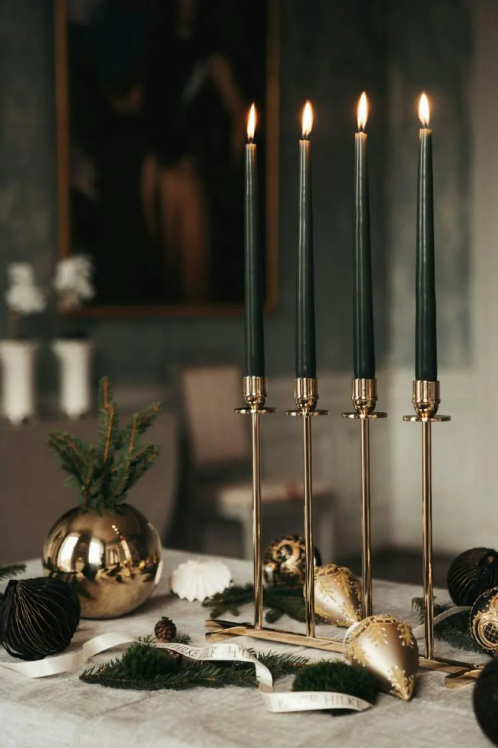 Alto Candlestick for 4 Candles, Brass