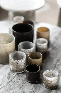 Ambra Candle Holder 8 cm, White/Brown