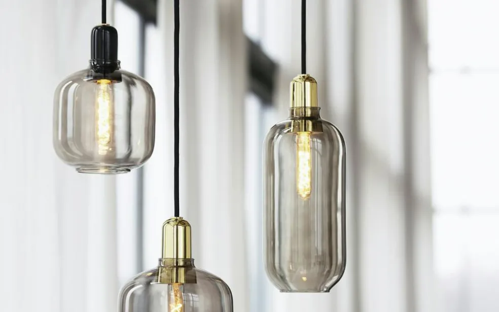 Amp Pendant Large, Smoke/Black Marble