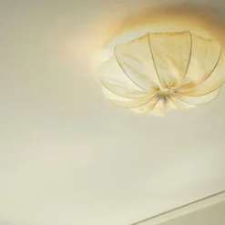 Anna 40 Flush Ceiling Light Linen, Natural