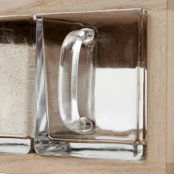 A-Organizer Shelf With 10 Glass Jugs, Oak