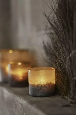 Aria Candle Holder Brown / Grey, 10 cm