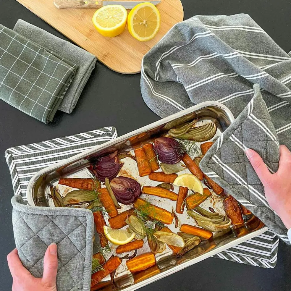 Astrid Kitchen Towel 2-pack 50x70 cm, Grey/White