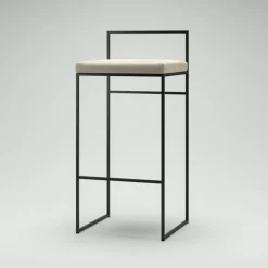 Bar Stool With Backrest 90 cm, Black / Rust Bouclé