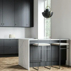 Bar Stool With Backrest 90 cm, Black / Rust Bouclé