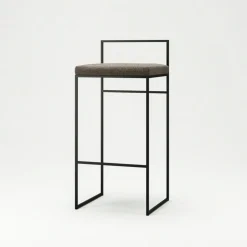 Bar Stool With Backrest 90 cm, Black / Rust Bouclé