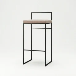 Bar Stool With Backrest 90 cm, Black / Rust Bouclé