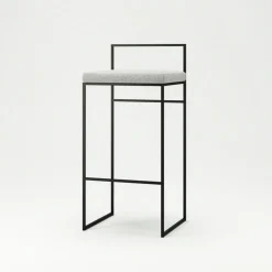 Bar Stool With Backrest 90 cm, Black / Rust Bouclé