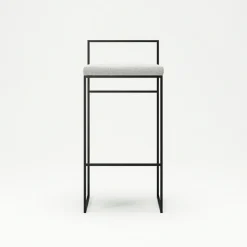 Bar Stool With Backrest 90 cm, Black / Rust Bouclé