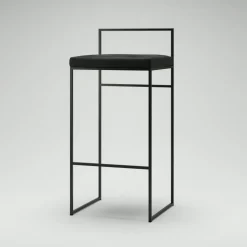 Bar Stool With Backrest 90 cm, Black / Rust Bouclé
