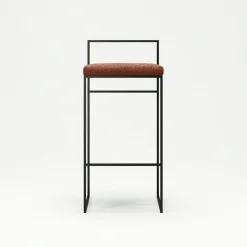 Bar Stool With Backrest 90 cm, Black / Rust Bouclé
