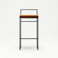 Bar Stool With Backrest 90 cm, Black / Rust Bouclé