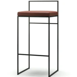 Bar Stool With Backrest 90 cm, Black / Rust Bouclé