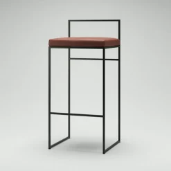 Bar Stool With Backrest 90 cm, Black / Rust Bouclé