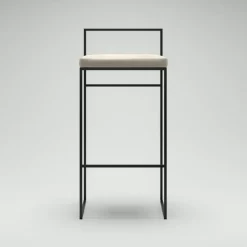 Bar Stool With Backrest 90 cm, Black / Rust Bouclé