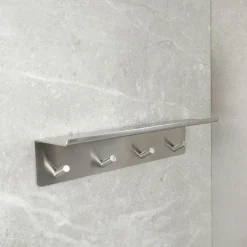 Base Hook Strip With Shelf, Brushed Stainless