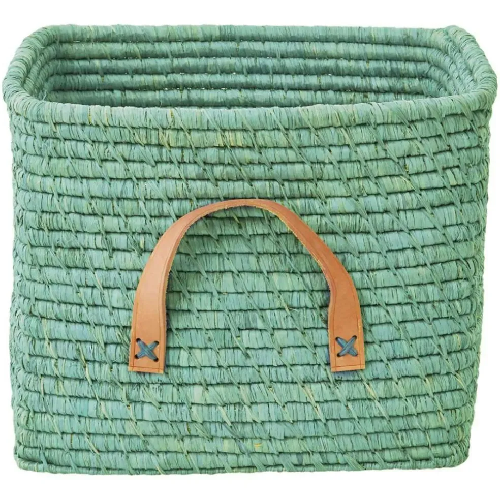 Basket with Leather Handles, Mint