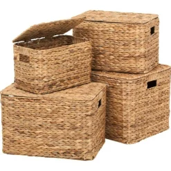 Baskets Water Hyacinth Rectangular 4-pack