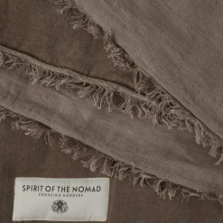 Bedspread Velvet / Linen 180x260 cm, Ash Brown