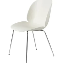 Beetle Chair Un-upholstered Conic Base Chrome, Alabaster White