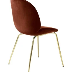 Beetle Chair Upholstered Brass Base/ Velvet, Rusty Red