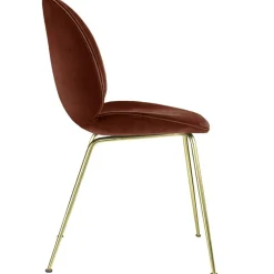 Beetle Chair Upholstered Brass Base/ Velvet, Rusty Red