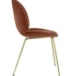 Beetle Chair Upholstered Brass Base/ Velvet, Rusty Red