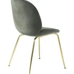 Beetle Chair Upholstered Brass Base/ Velvet, Rusty Red