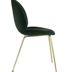 Beetle Chair Upholstered Brass Base/ Velvet, Rusty Red