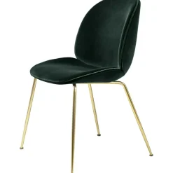 Beetle Chair Upholstered Brass Base/ Velvet, Rusty Red