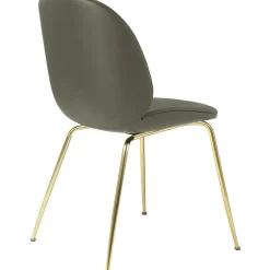 Beetle Chair Upholstered Brass Base/ Velvet, Rusty Red