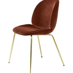 Beetle Chair Upholstered Brass Base/ Velvet, Rusty Red
