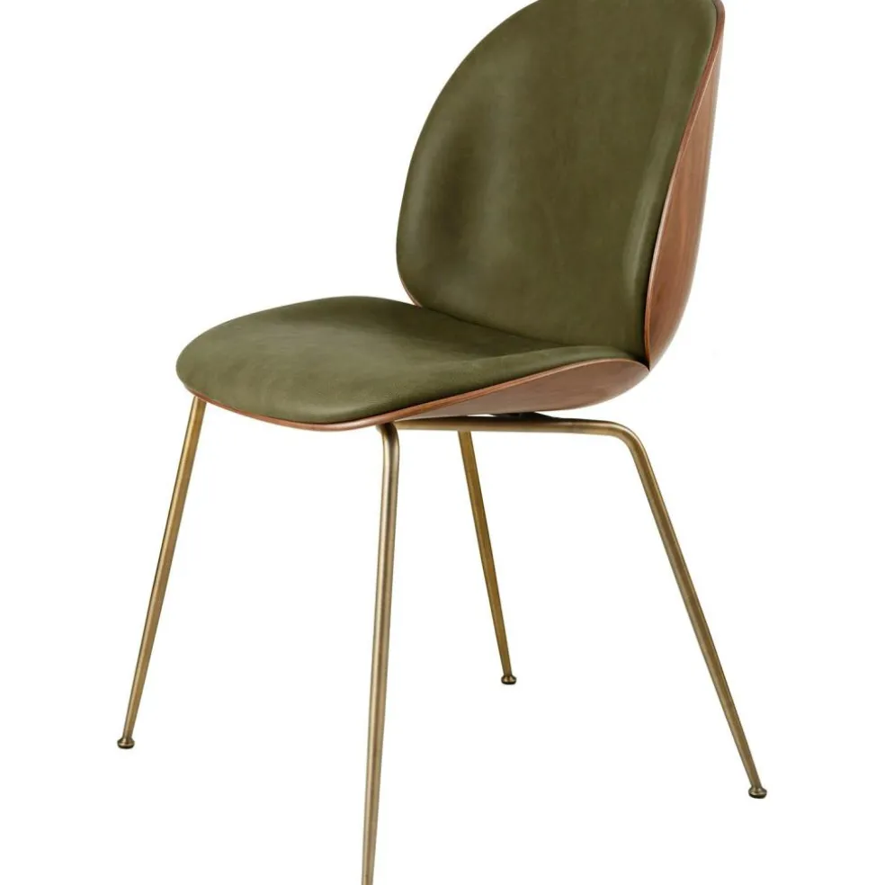 Beetle 3D Veneer Chair Walnut/Brass, Soft Leather Army