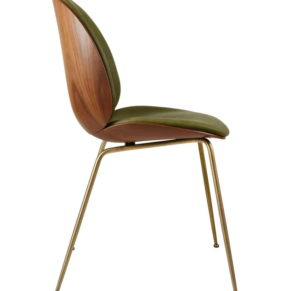 Beetle 3D Veneer Chair Walnut/Brass, Soft Leather Army