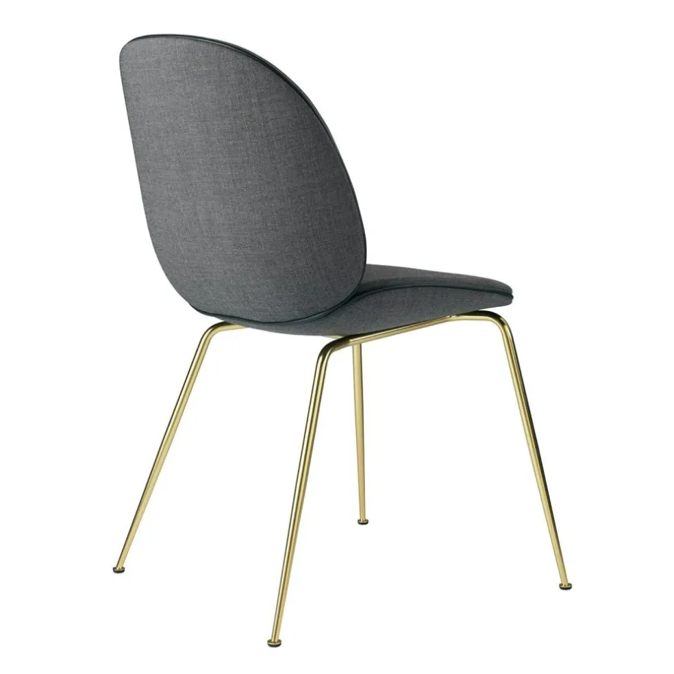 Beetle Dining Chair Fully Upholstered, Conic Base Brass, Velluto Cotone 234