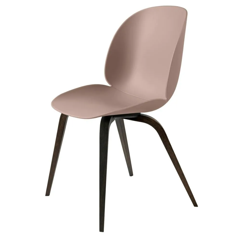 Beetle Dining Chair Unupholstered, Wood Base Smoked Oak, Black