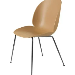 Beetle Dining Chair Unupholstered, Conic Base Black Chromed, Pebble Brown