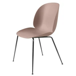 Beetle Dining Chair Unupholstered, Conic Base Black Chromed, Pebble Brown