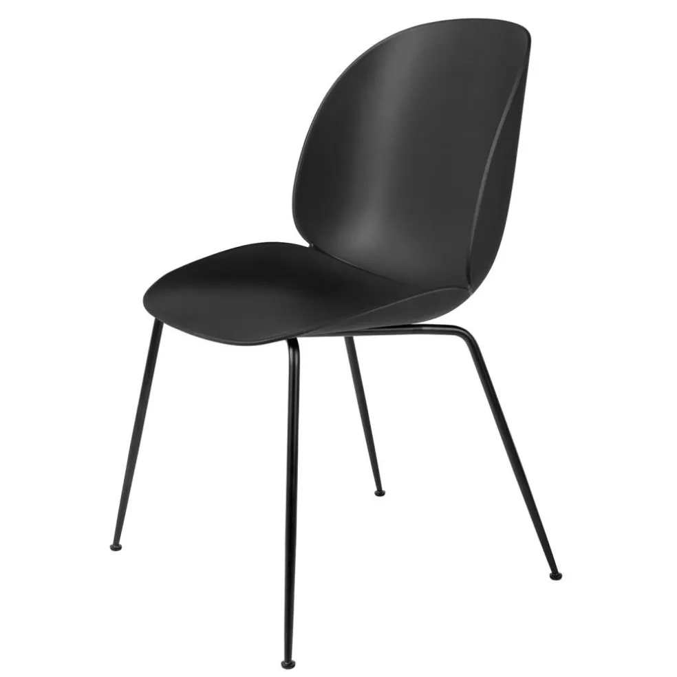 Beetle Dining Chair Un-upholstered, Conic Base Black, Black